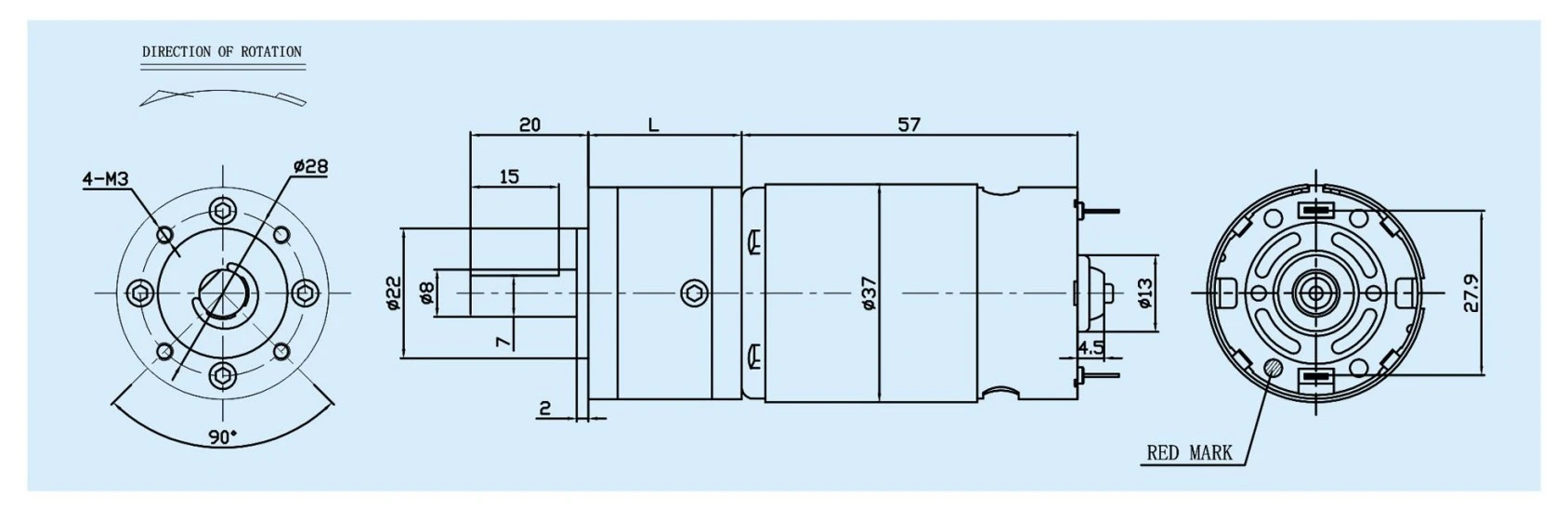 GBP36-555SH motor outline